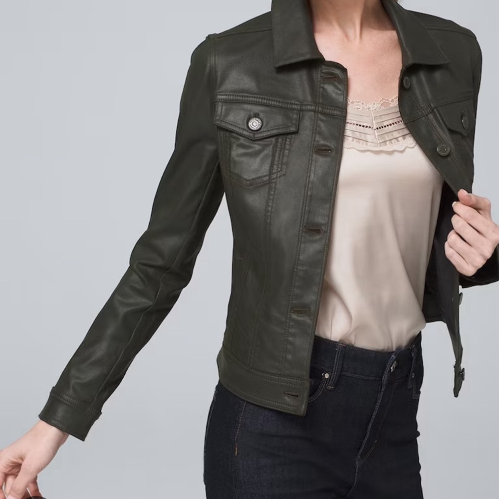 White House Black Market Coated Denim Jacket —LIKE NEW Size Large
